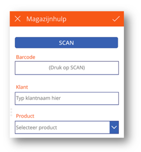 Screenshot Magazijnhulp app
