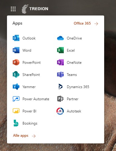 Screenshot Microsoft 365 apps
