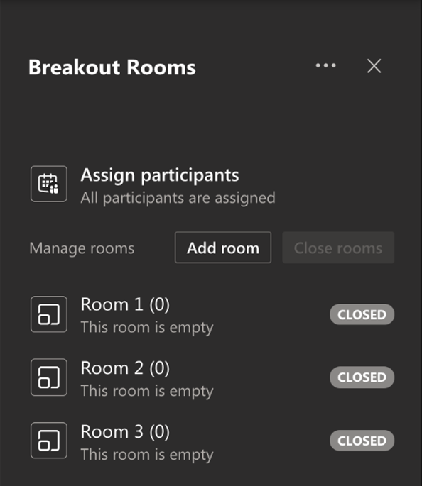 Screenshot Microsoft Teams Breakout Rooms