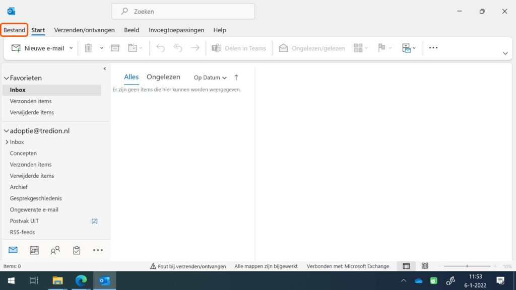 Outlook bestand screenshot